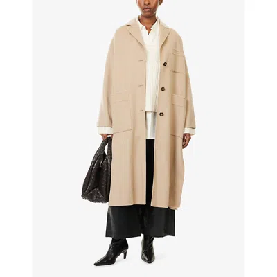 Weekend Max Mara Omens  Galosce Notch-lapels Wool-blend Coat In Brown