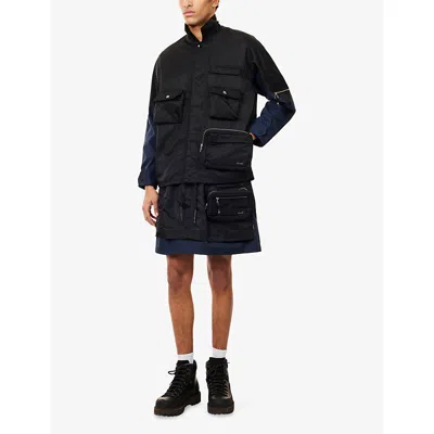 Toga Virilis Mens  Porter Patch-pocket Nylon Jacket In Black