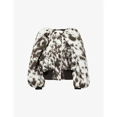 Dries Van Noten Womens  Brushed Balloon-sleeves Wool-blend Jacket In Brown