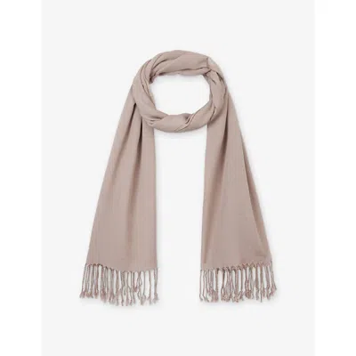 The White Company S  Fringed-edge Wool-blend Scarf In Brown