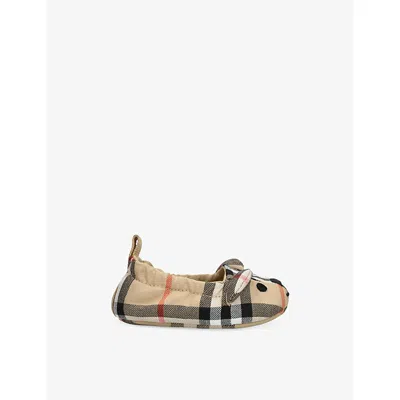 Burberry Kids' Marlow Thomas Bear Cotton Bootie In Animal Print
