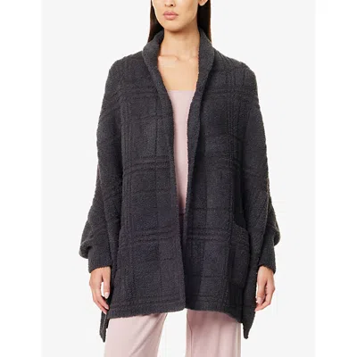 Barefoot Dreams Womens  Cozychic® Tonal Plaid Knitted Blanket Wrap In Gray