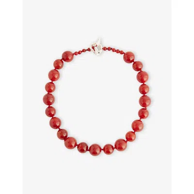 Completedworks Womens  Beaded Sterling-silver And Agate Necklace In Red