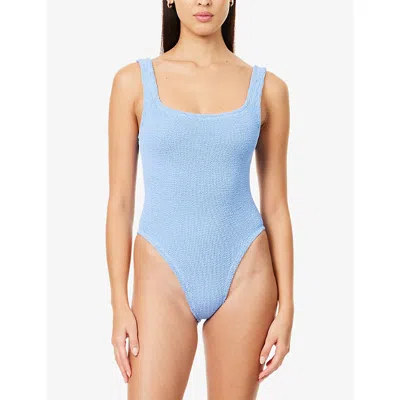 Hunza G Womens  Square Neck Swimsuit In Blue