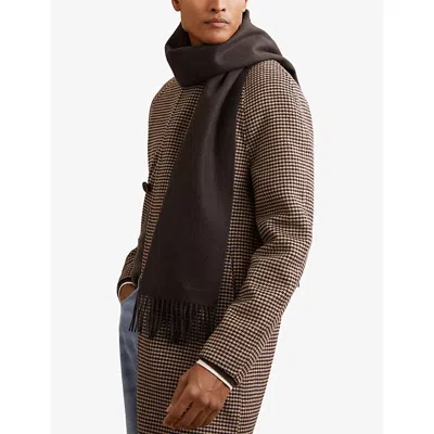 Reiss Picton Wool And Cashmere-blend Scarf In Brown