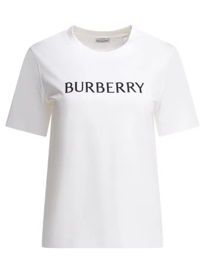 Burberry Cotton T-shirt With Logo T-shirts White In White