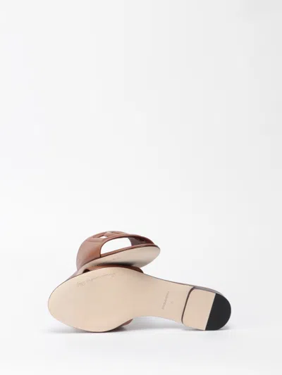 Dolce & Gabbana Women Calfskin Sliders With `dg` Logo In Brown