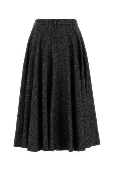 Dolce & Gabbana Women Two-tone Wool Blend Skirt In Gray