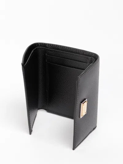Dolce & Gabbana Dauphine Calfskin French-flap Wallet In Black