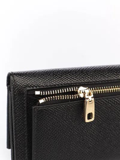 Dolce & Gabbana Dauphine Calfskin French-flap Wallet In Black