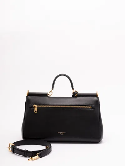 Dolce & Gabbana Black Handbag With Padlock Detail And Adjustable And Removable Shoulder Strap In Leather Woman In Black