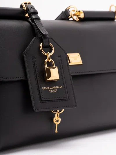 Dolce & Gabbana Black Handbag With Padlock Detail And Adjustable And Removable Shoulder Strap In Leather Woman In Black