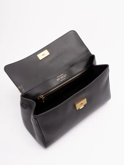 Dolce & Gabbana Black Handbag With Padlock Detail And Adjustable And Removable Shoulder Strap In Leather Woman In Black