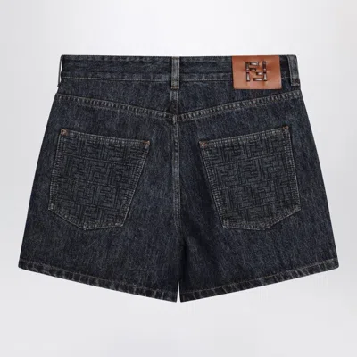 Fendi Women Blue Shorts With Logo Patch On The Rear In Denim Woman In Multi