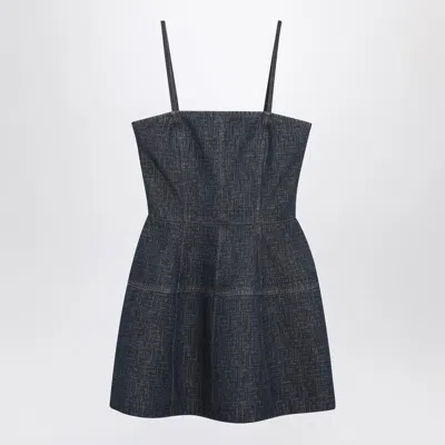 Fendi Dark Blue Ff Denim Bustier Dress Women In Gray