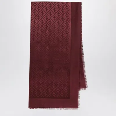 Fendi Dark Red Silk And Wool Shawl Women In Red