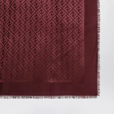 Fendi Dark Red Silk And Wool Shawl Women In Red