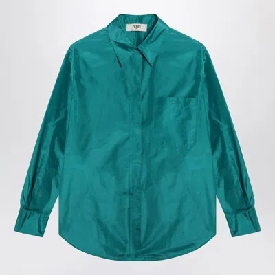 Fendi Jade Green Silk Shirt Women In Green