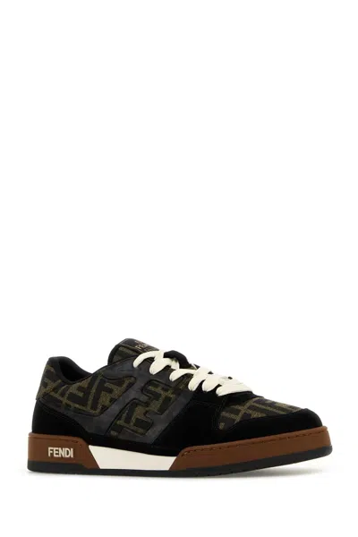 Fendi Match Ff Jacquard Low-top Sneakers In Brown
