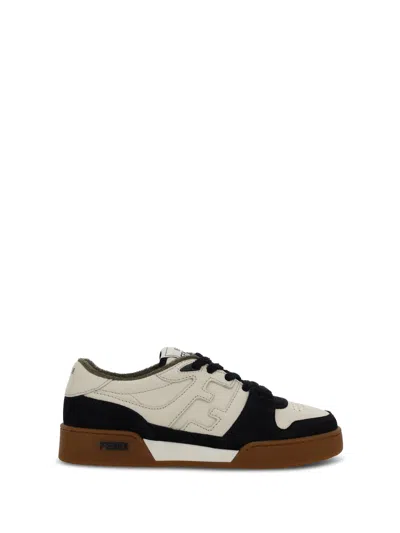 Fendi Match Leather And Suede Sneakers In Multi