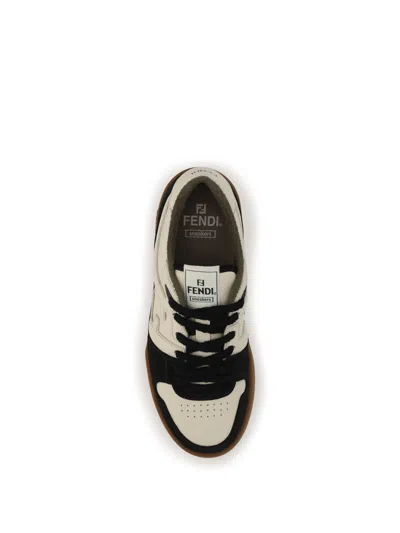Fendi Match Leather And Suede Sneakers In Multi