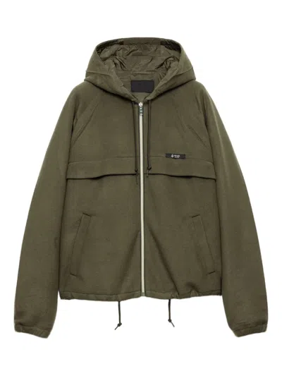 Prada Hooded Technical Fabric Blouson Jacket In Green