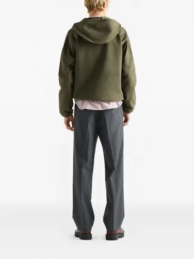 Prada Hooded Technical Fabric Blouson Jacket In Green