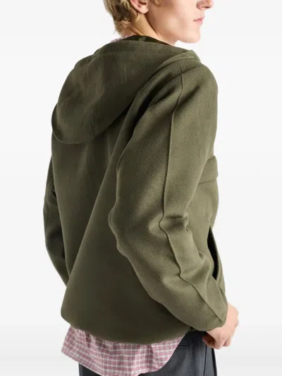 Prada Hooded Technical Fabric Blouson Jacket In Green