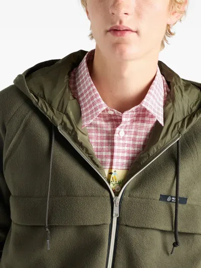 Prada Hooded Technical Fabric Blouson Jacket In Green