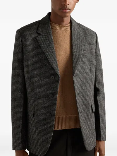Prada Single-breasted Wool Jacket In Gray