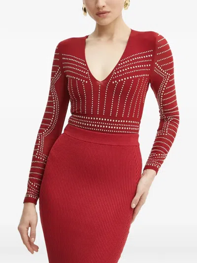 Marciano By Guess Nieten-body Mit V-ausschnitt In Red