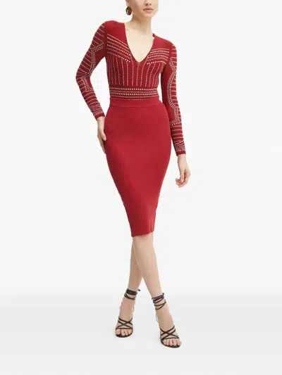 Marciano By Guess Nieten-body Mit V-ausschnitt In Red
