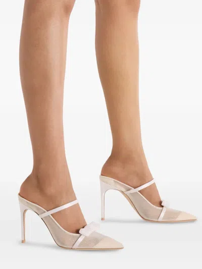 Malone Souliers Glitter Mesh Aurora Heeled Mules 90 In Neutral
