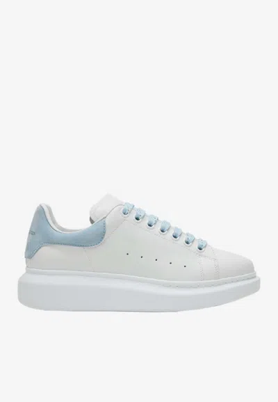 Alexander Mcqueen Oversize Sneakers In White And Light Blue Calf Leather In Multi