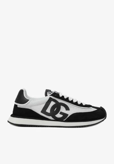 Dolce & Gabbana Dg Cushion Suede And Mesh Low-top Sneakers In Gray