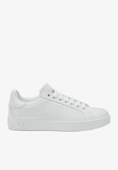 Dolce & Gabbana Portofino Leather Low-top Sneakers In White