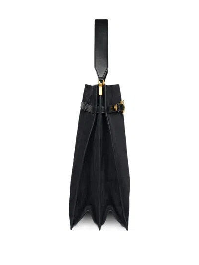 Nanushka Maxi Harmonica Tote Bag Mit Schnallendetail In Black