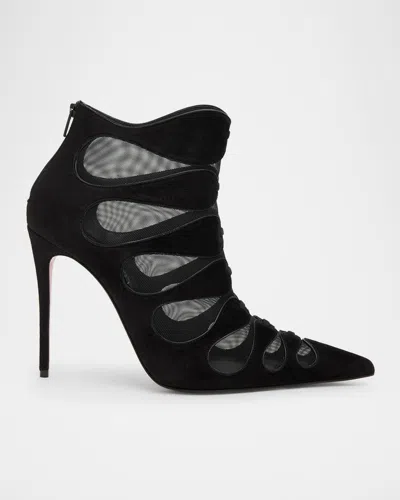 Christian Louboutin 100mm Circus Max Suede And Mesh Ankle Boots In Black