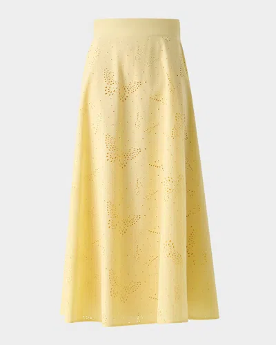Akris Exclusive Butterfly Broderie Anglaise Midi Circle Skirt In Yellow