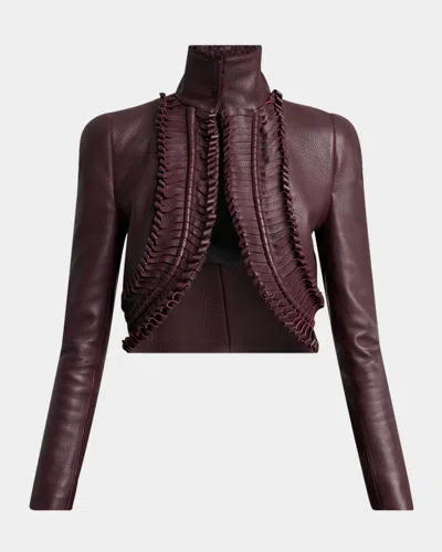 Alaïa Leather Trimmed Jacket In Purple