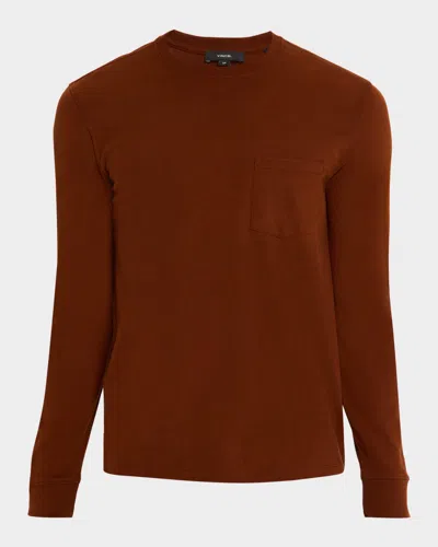 Vince Men's Sueded Jersey T-shirt In Brown