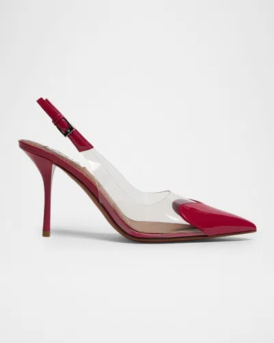Alaïa Coeur Clear Patent Heart-toe Slingback Pumps In Red