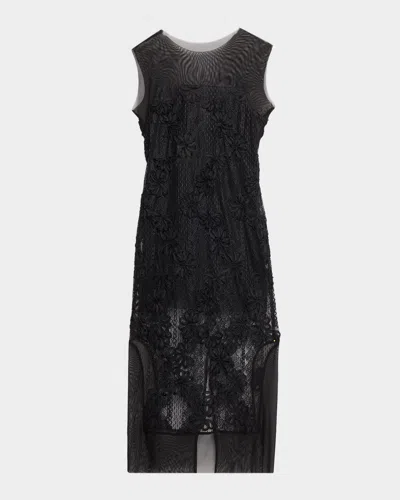 Jbq Cove Floral Lace Midi Dress In Black