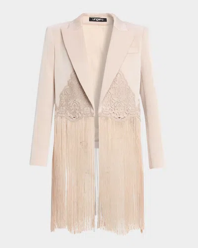 Ungaro Alma Lace-trim Fringe Blazer In Brown