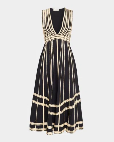 Ulla Johnson Palermo Deep-v Midi Dress In Black