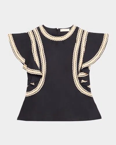 Ulla Johnson Anora Flutter-sleeve Blouse In Black