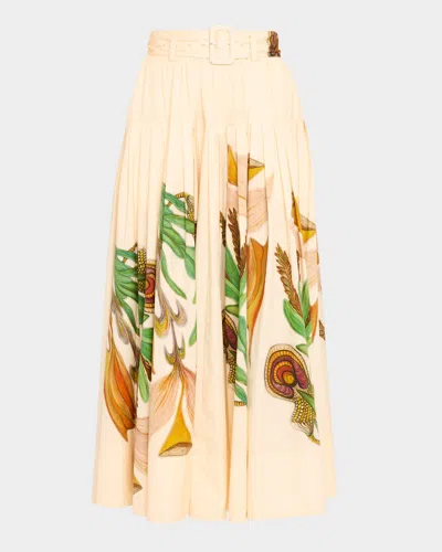 Ulla Johnson Filagree Printed Midi Skirt In Neutral
