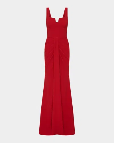 Rebecca Vallance Zarya Sleeveless Draped Mermaid Gown In Red