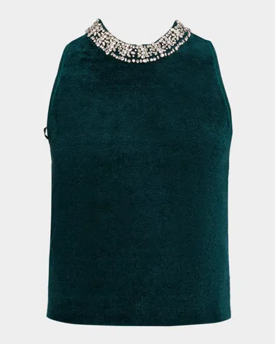 Simkhai Rema Crystal-embellished Top In Green