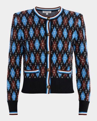 Veronica Beard Sylvane Argyle Cardigan In Black